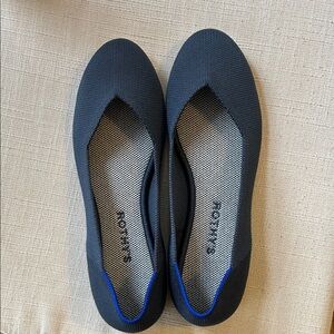 Rothy's Navy Knit Ballet Flats with Blue Heel Trim